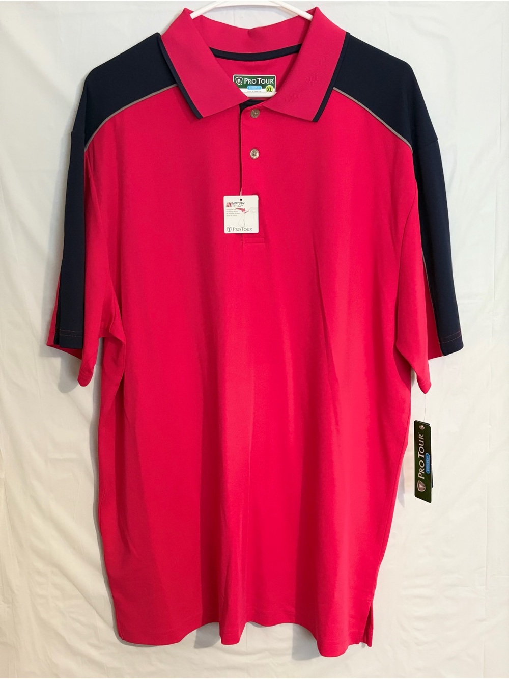 Pro Tour Men’s Hot Pink Polo with Black Shoulder Panels